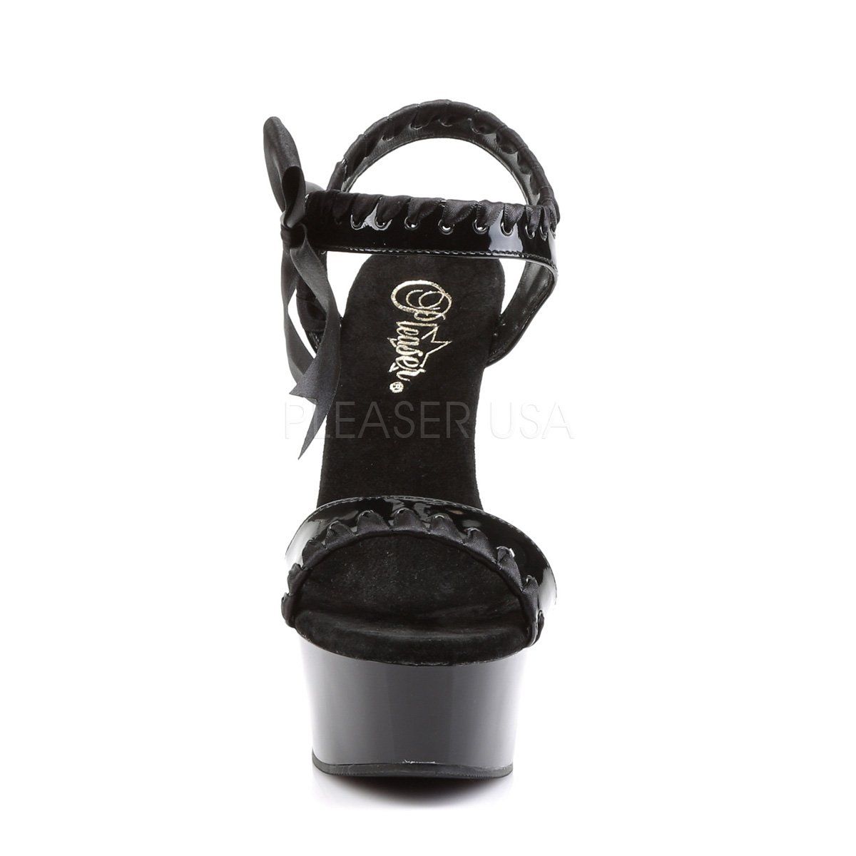 DELIGHT-615 Black Platform Sandal Pleaser