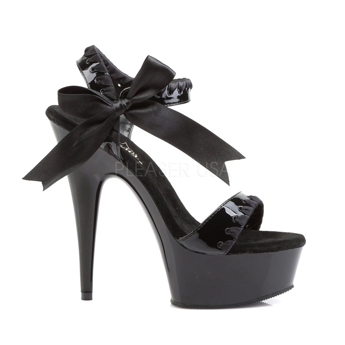 DELIGHT-615 Black Platform Sandal Pleaser