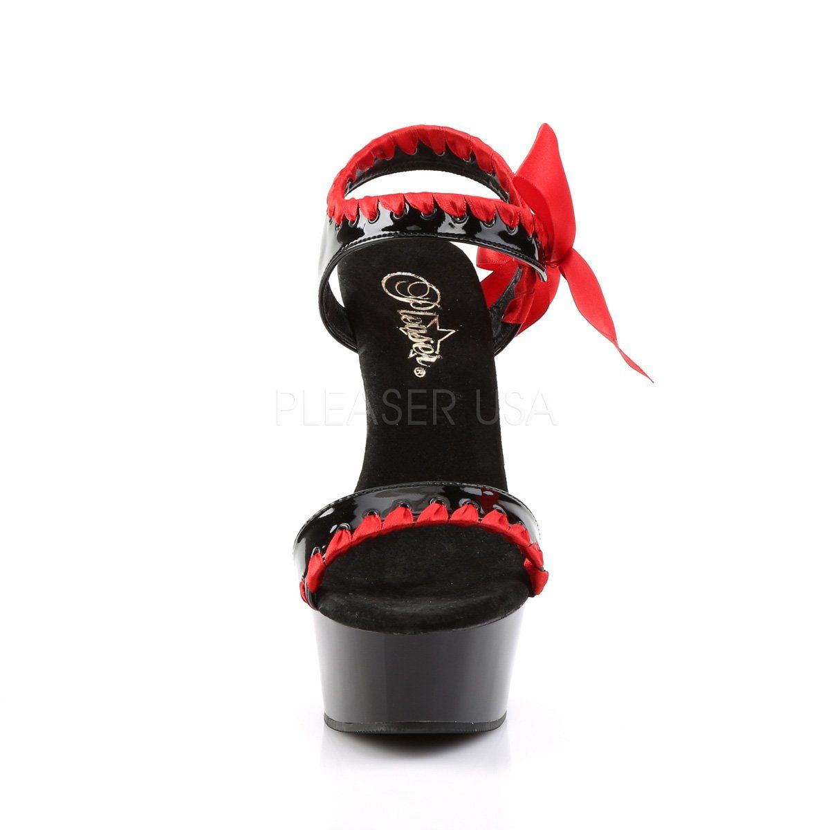 DELIGHT-615 Black-Red/Black Platform Sandal Pleaser