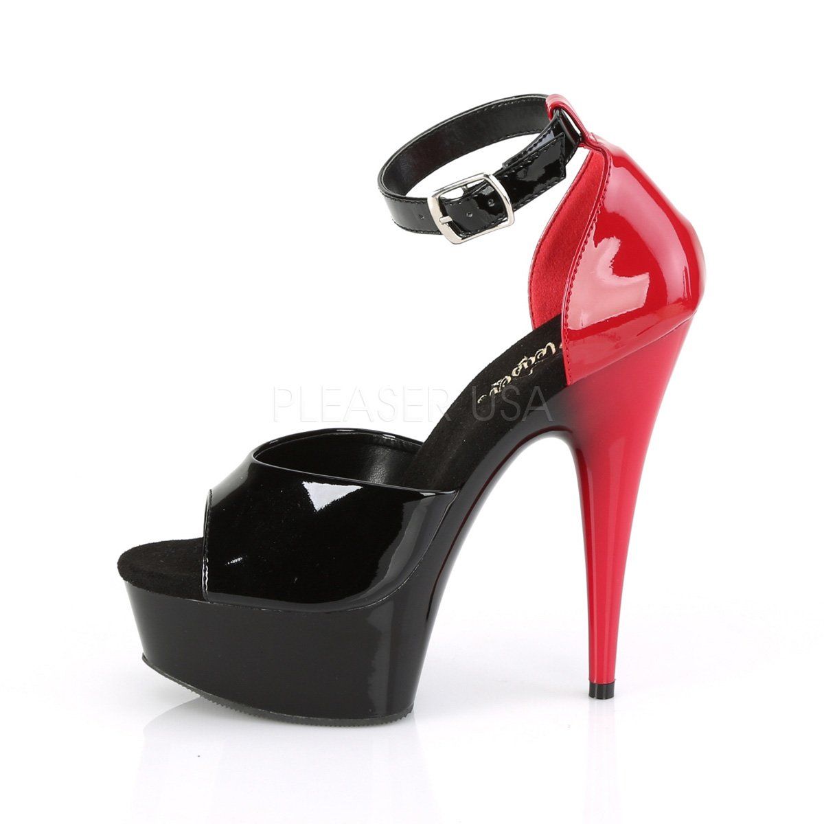 DELIGHT-617 Black-Red Patent/Black-Red Platform Sandal Pleaser