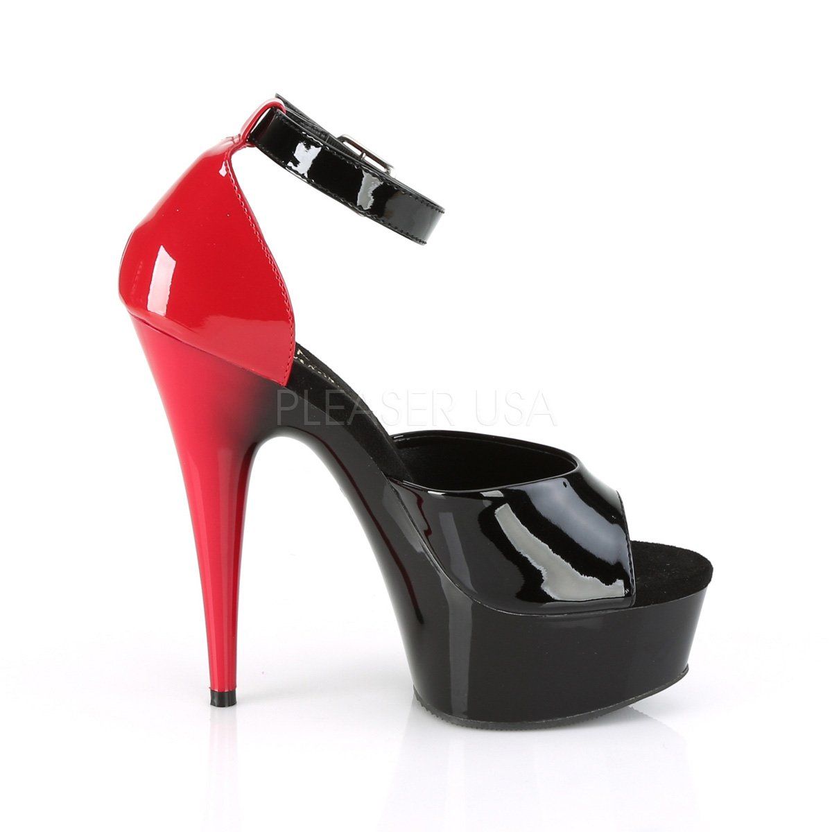 DELIGHT-617 Black-Red Patent/Black-Red Platform Sandal Pleaser