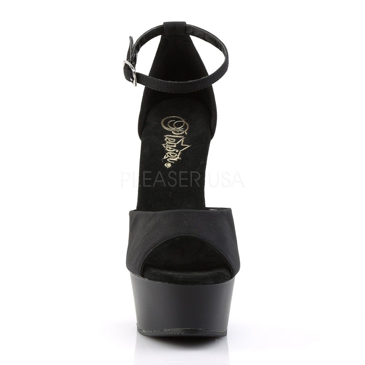 DELIGHT-618PS Black Peau de Soie Platform Sandal Pleaser