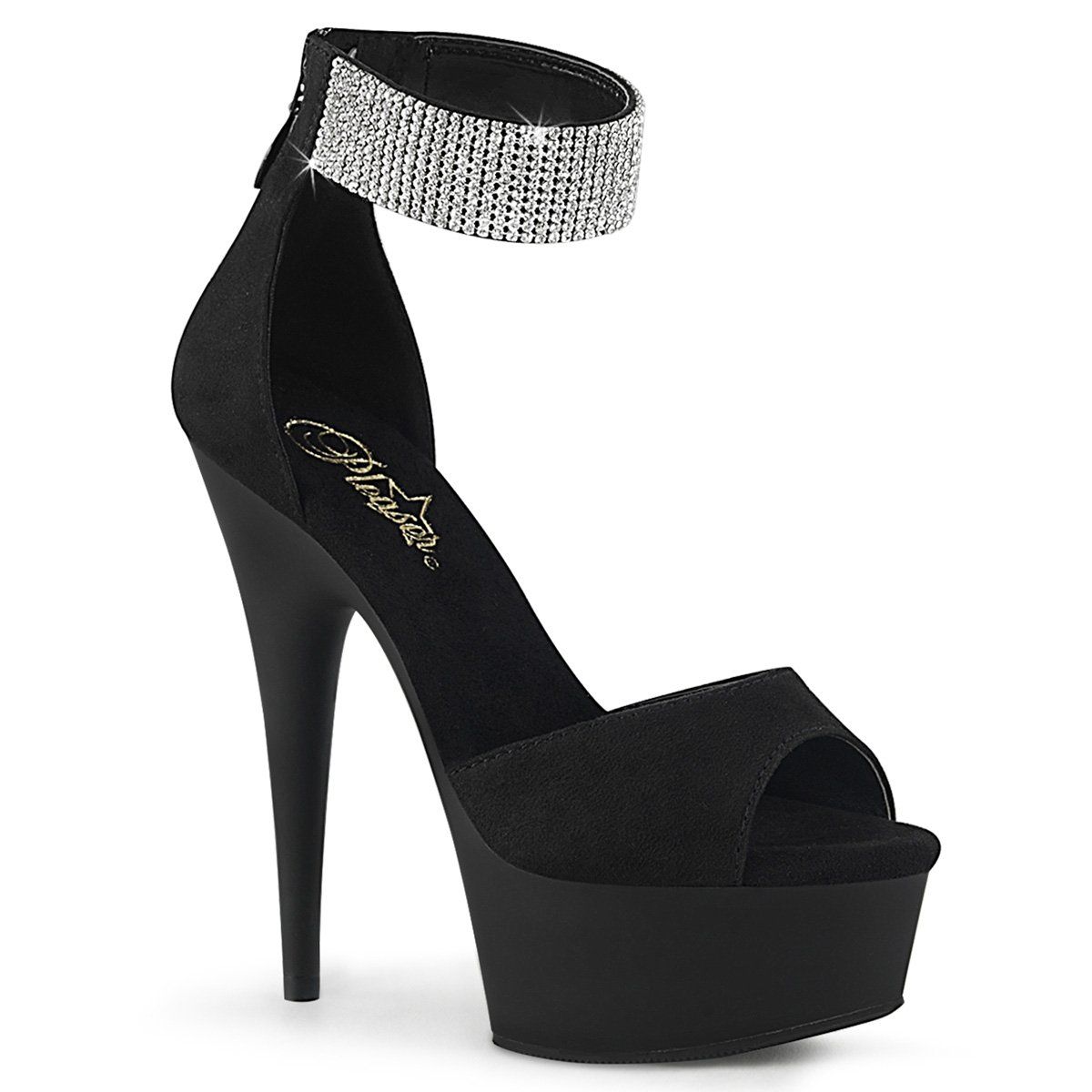 DELIGHT-625 Black Faux Suede Platform Sandal Pleaser