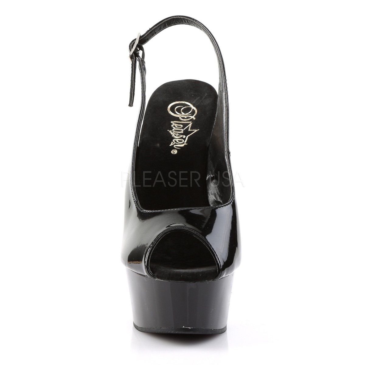 DELIGHT-654 Black Platform Sandal Pleaser
