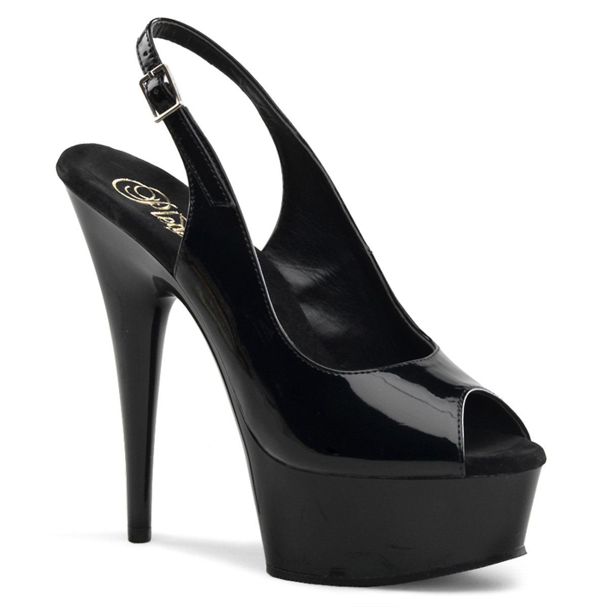 DELIGHT-654 Black Platform Sandal Pleaser