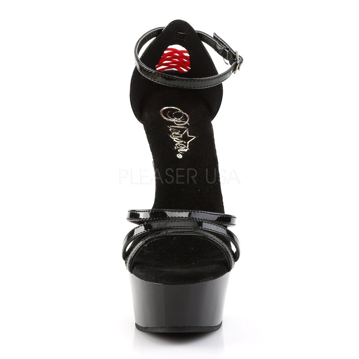 DELIGHT-662 Black Patent Platform Sandal Pleaser