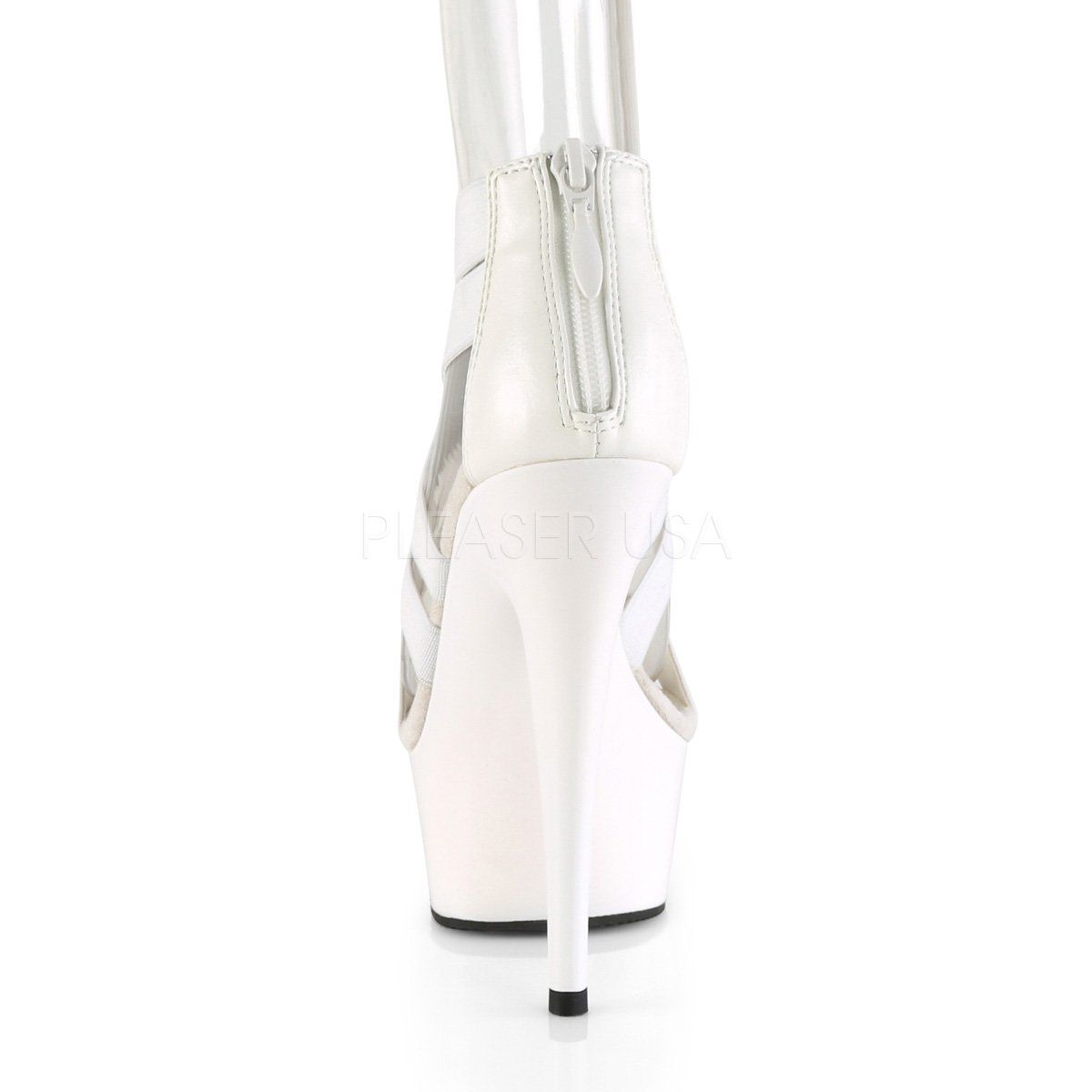 DELIGHT-669 White Elastic Band-Faux Leather/White Platform Sandal Pleaser