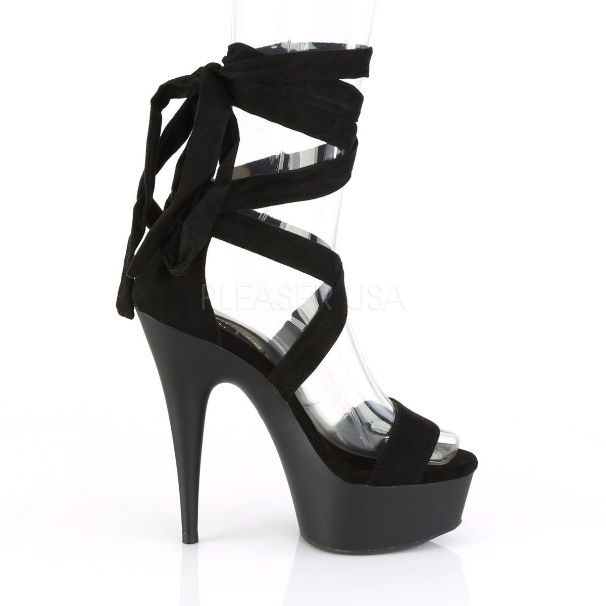 DELIGHT-671 Black Faux Suede Platform Sandal Pleaser