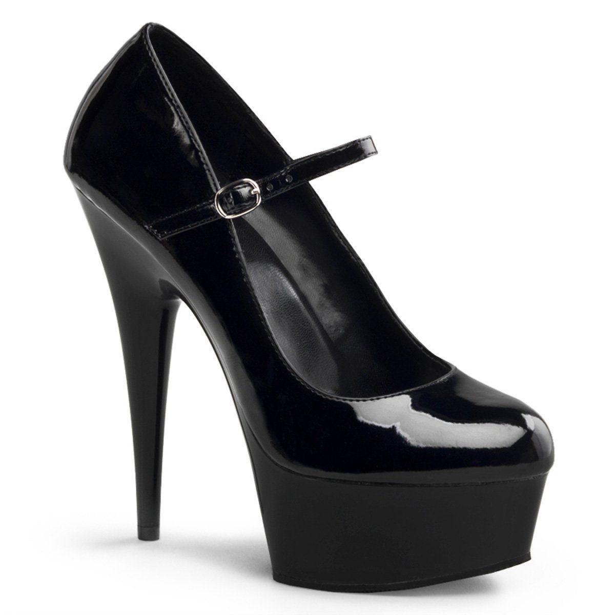 DELIGHT-687 Black Patent Mary Janes Pleaser