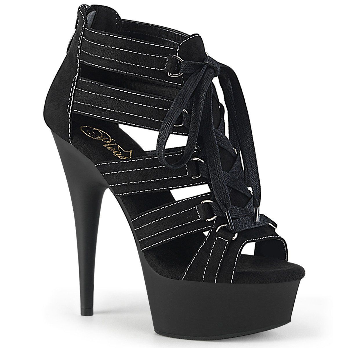 DELIGHT-693 Black Microfiber Platform Sandal Pleaser