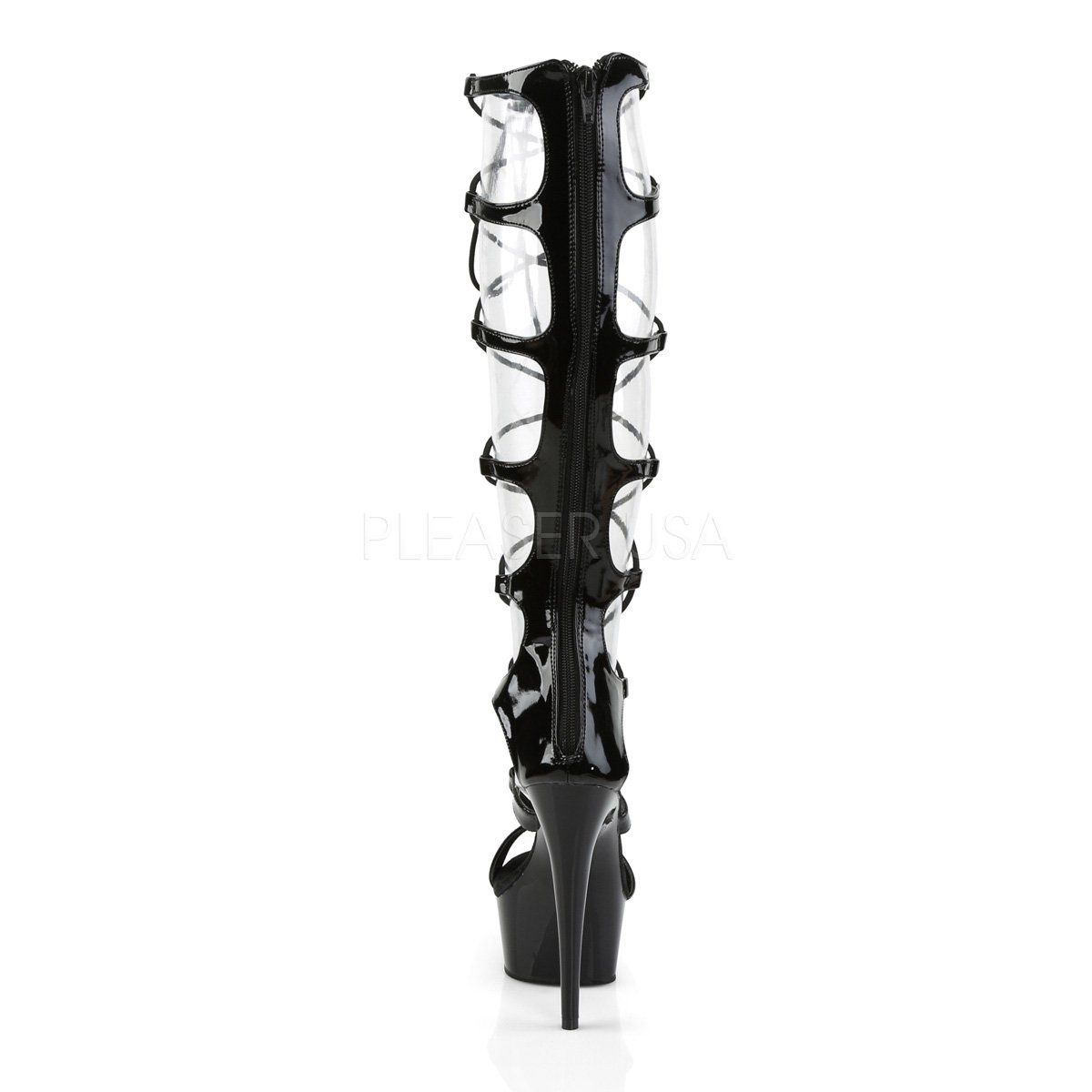 DELIGHT-698 Black Patent Platform Sandal Pleaser