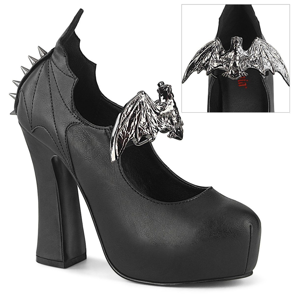 DEMON-18 Black Vegan Leather Mary Janes Demonia