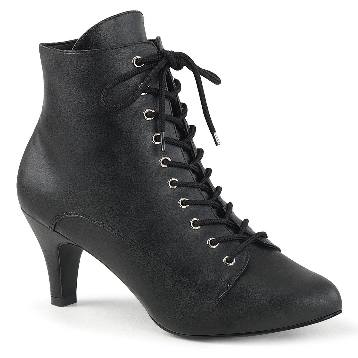 DIVINE-1020 Black Faux Leather Pleaser Pink Label
