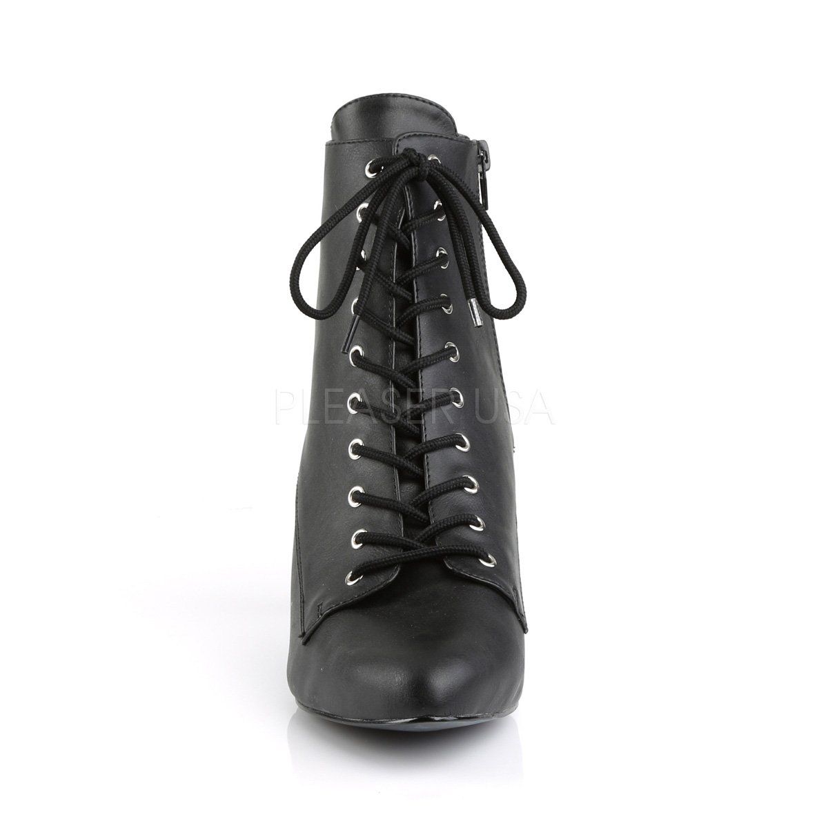 DIVINE-1020 Black Faux Leather Pleaser Pink Label