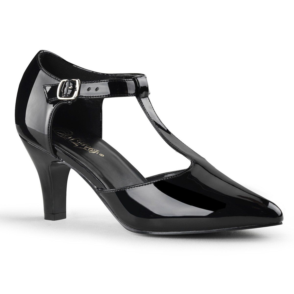 DIVINE-415 Black Pat Pleaser Pink Label