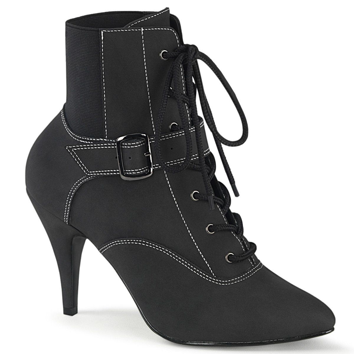 DREAM-1022 Black Faux Nubuck Leather Pleaser Pink Label
