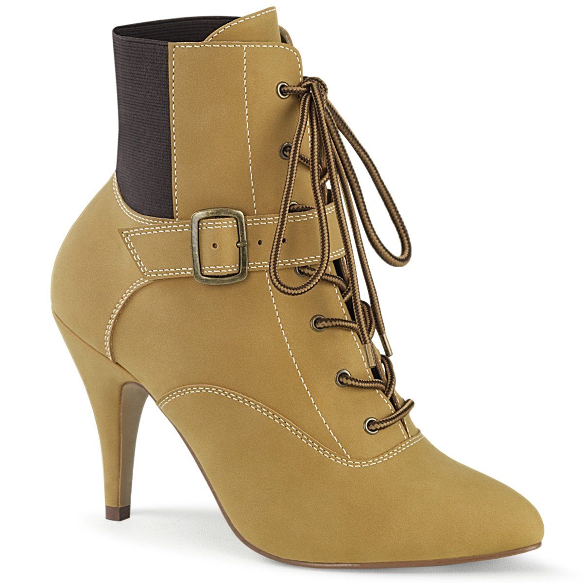 DREAM-1022 Tan Fuax Nubuck Leather Pleaser Pink Label