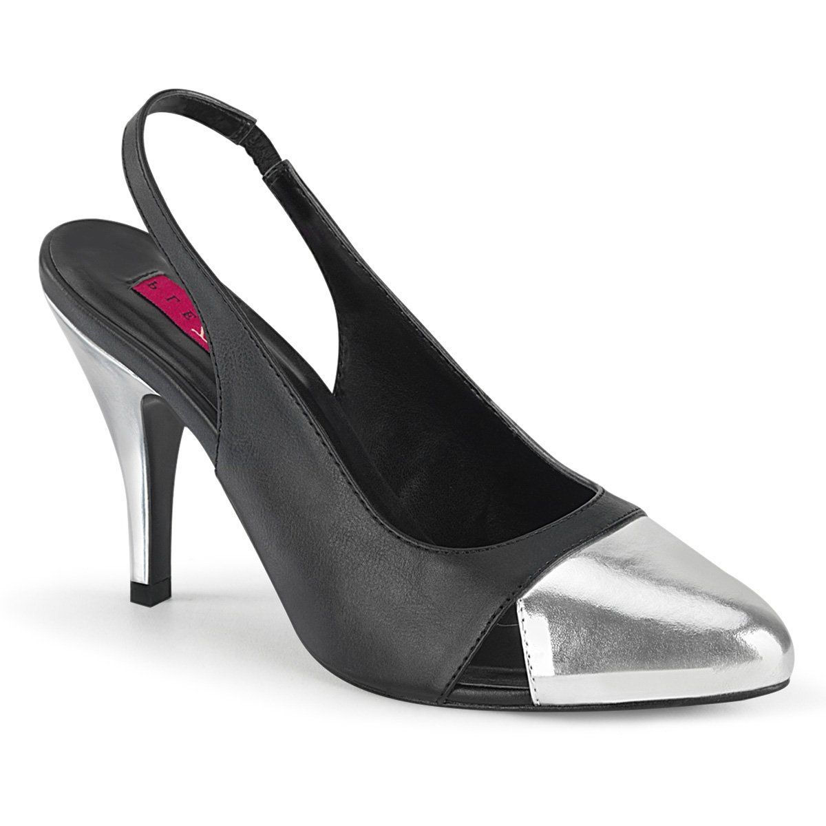 DREAM-405 Black Faux Leather-Silver Metallic Pu Pleaser Pink Label