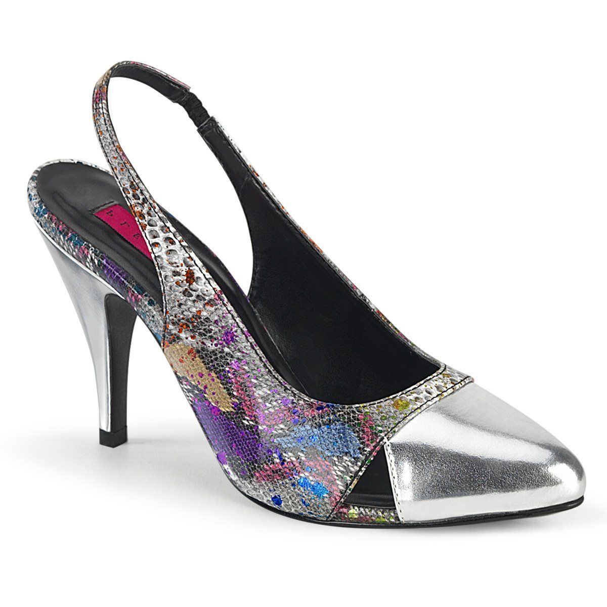 DREAM-405 Multi-Color Snake Print-Silver Metallic Pu Pleaser Pink Label