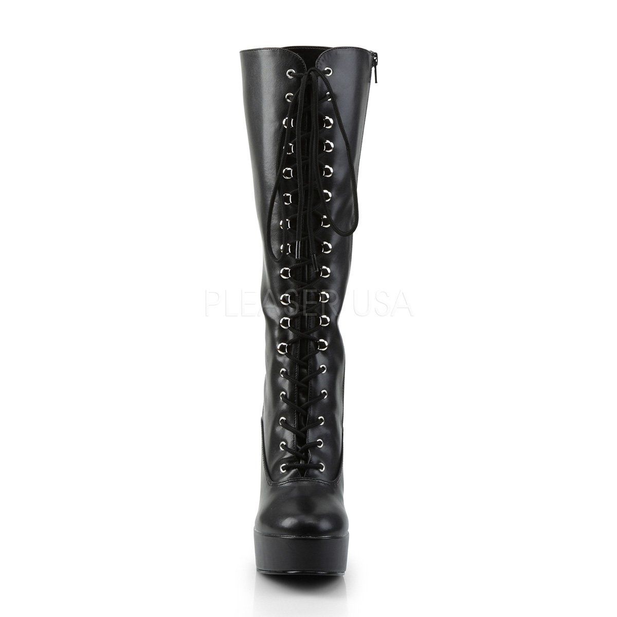 ELECTRA-2020 Black Faux Leather Knee Boot Pleaser