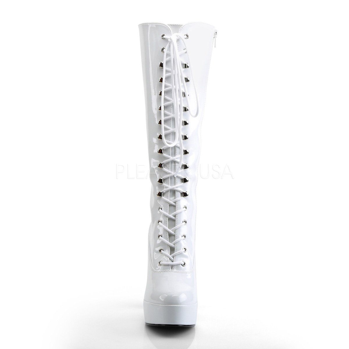 ELECTRA-2020 White Patent Knee Boot Pleaser