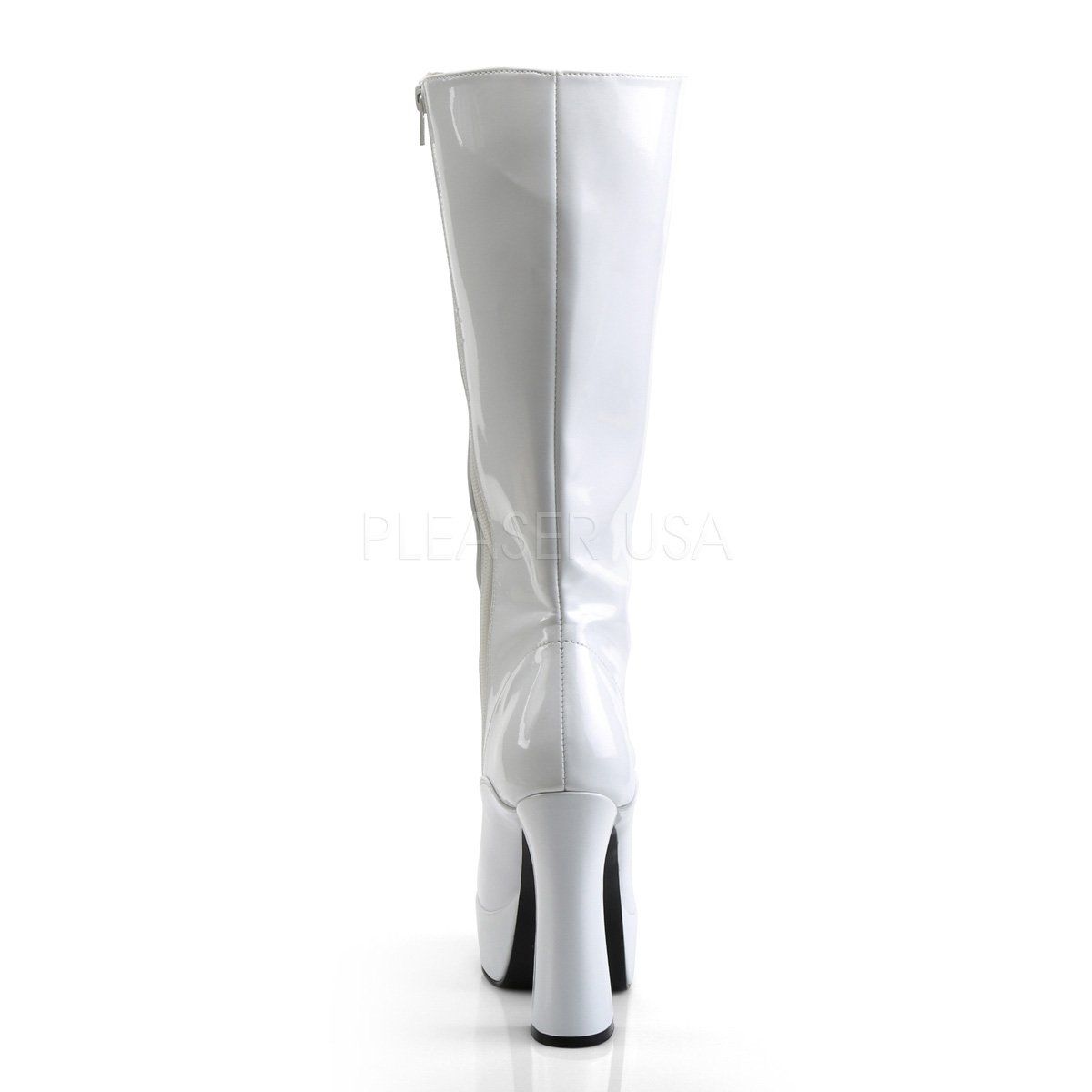 ELECTRA-2020 White Patent Knee Boot Pleaser