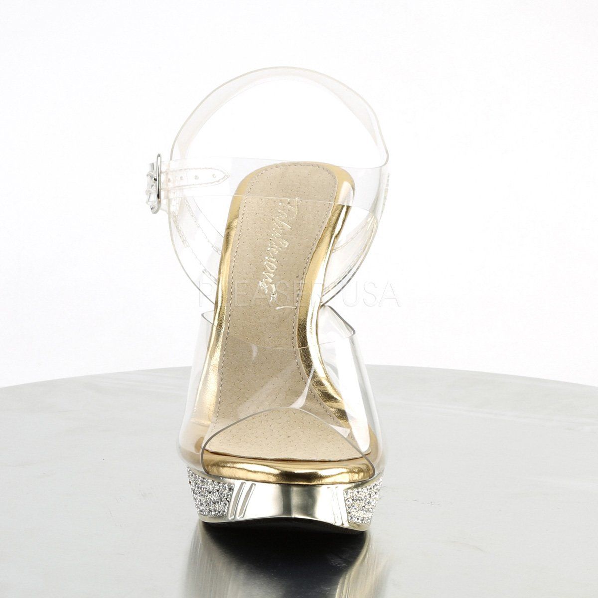 ELEGANT-408 Clear/Gold Chrome Fabulicious
