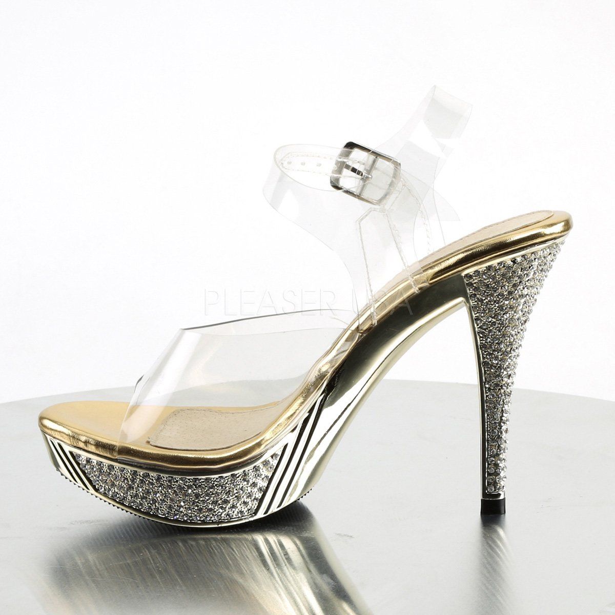 ELEGANT-408 Clear/Gold Chrome Fabulicious