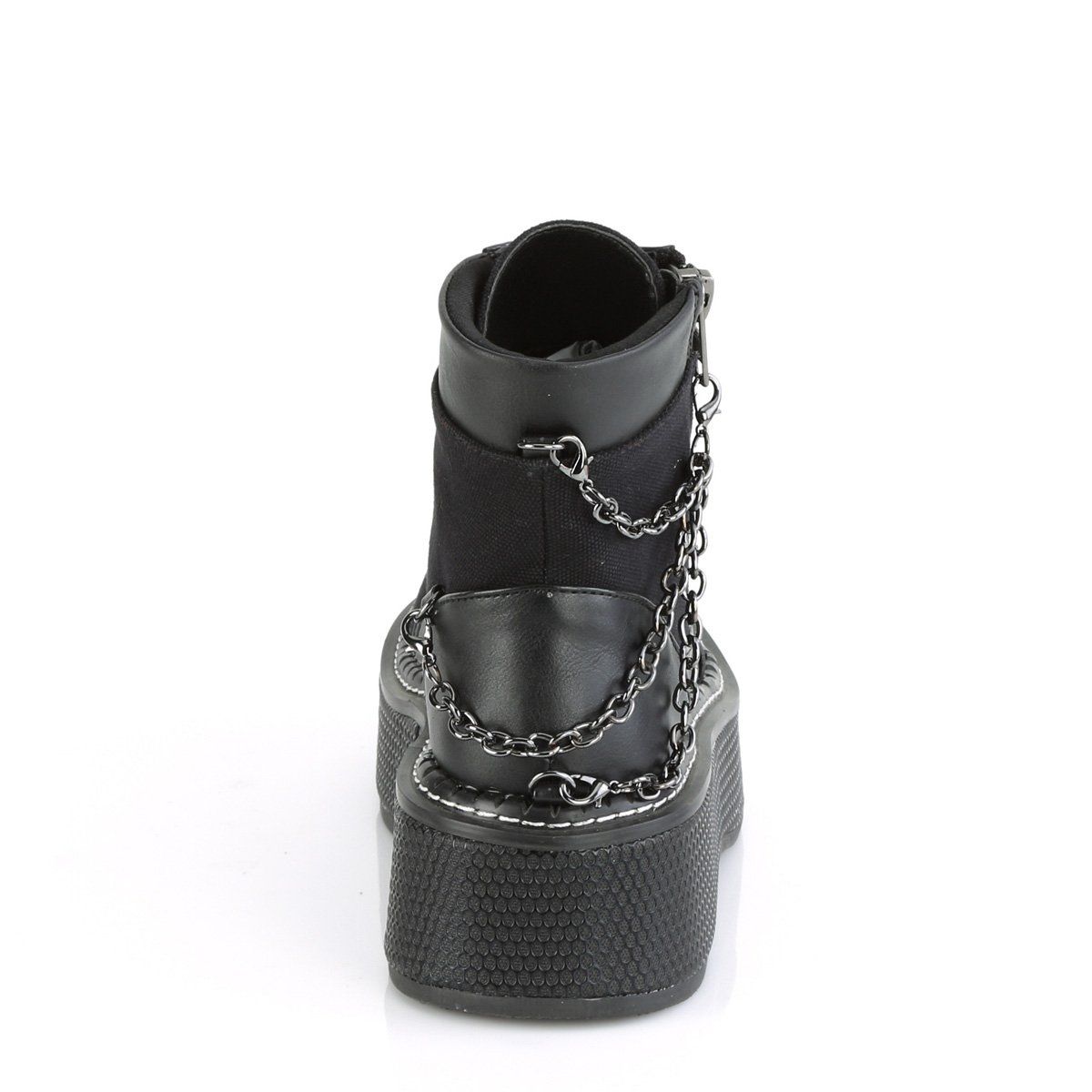 EMILY-114 Black Canvas-Vegan Leather Lace-Up Boot Demonia