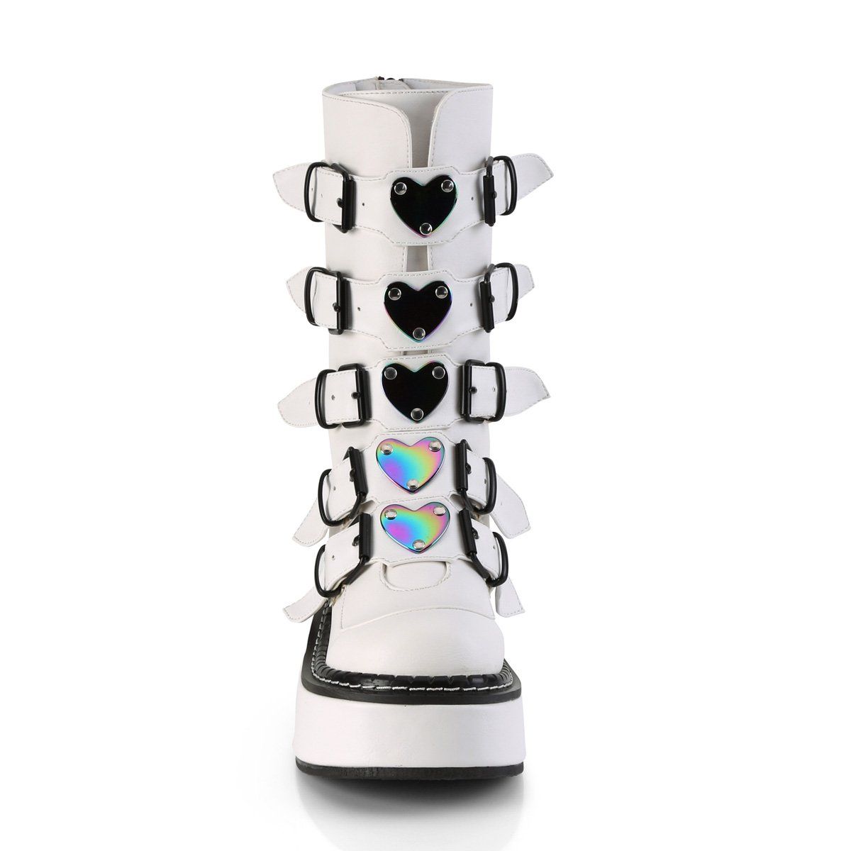 EMILY-330 White Vegan Leather Calf Boot Demonia