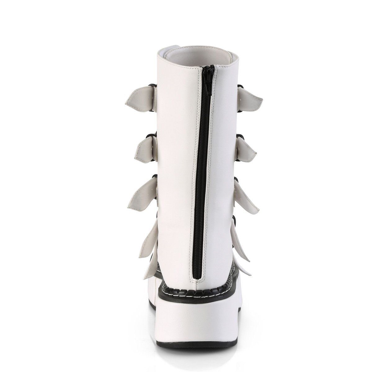 EMILY-330 White Vegan Leather Calf Boot Demonia
