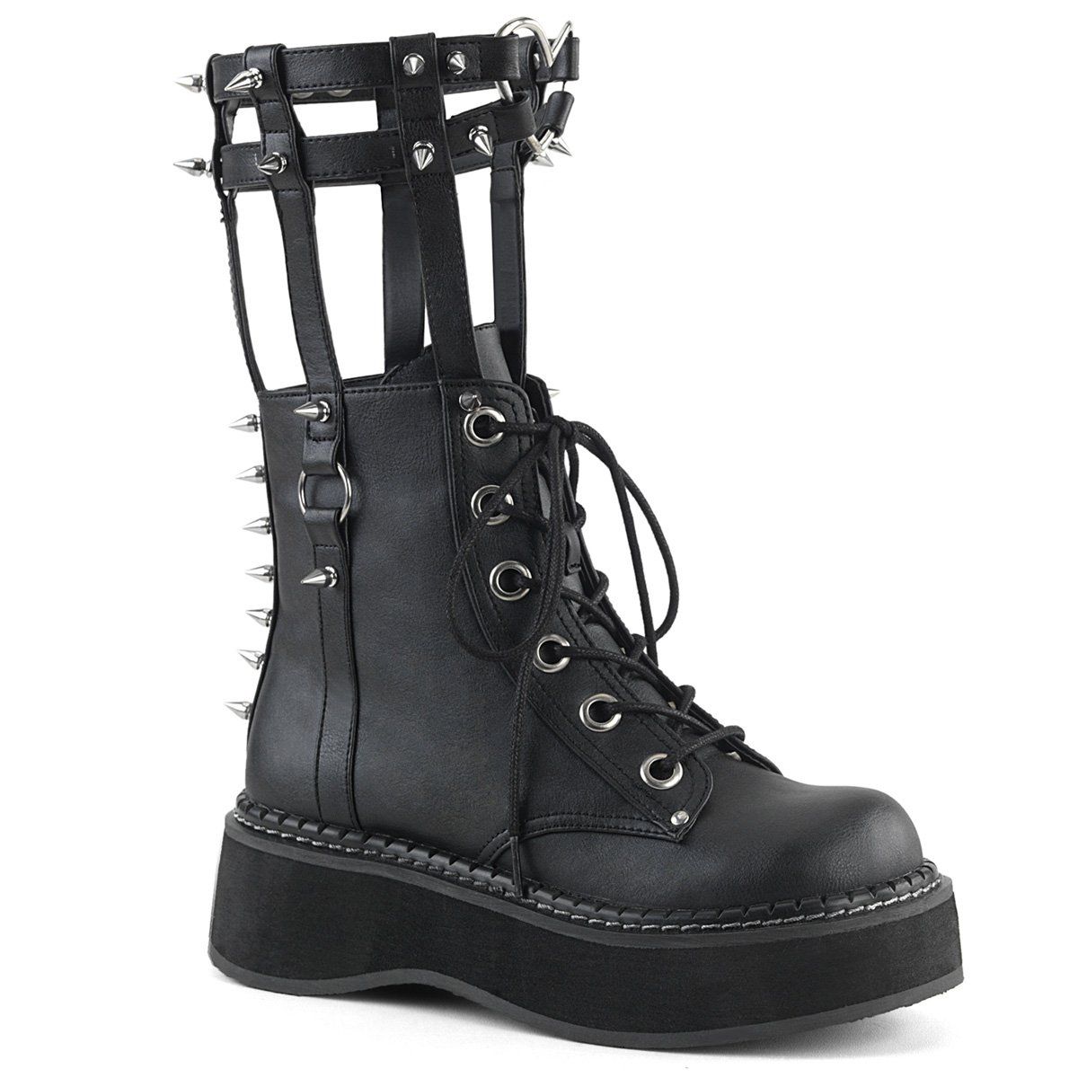 EMILY-357 Black Vegan Leather Ankle Boot Demonia