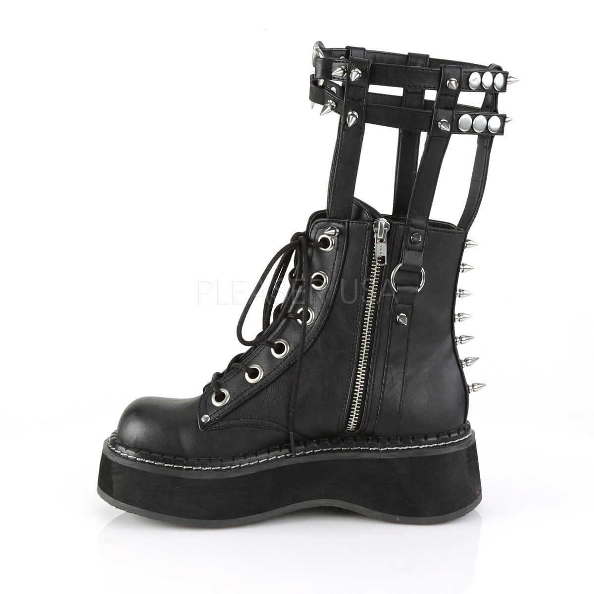 EMILY-357 Black Vegan Leather Ankle Boot Demonia