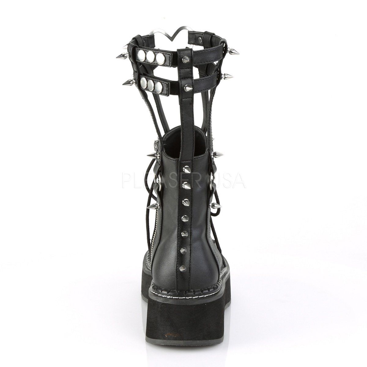 EMILY-357 Black Vegan Leather Ankle Boot Demonia