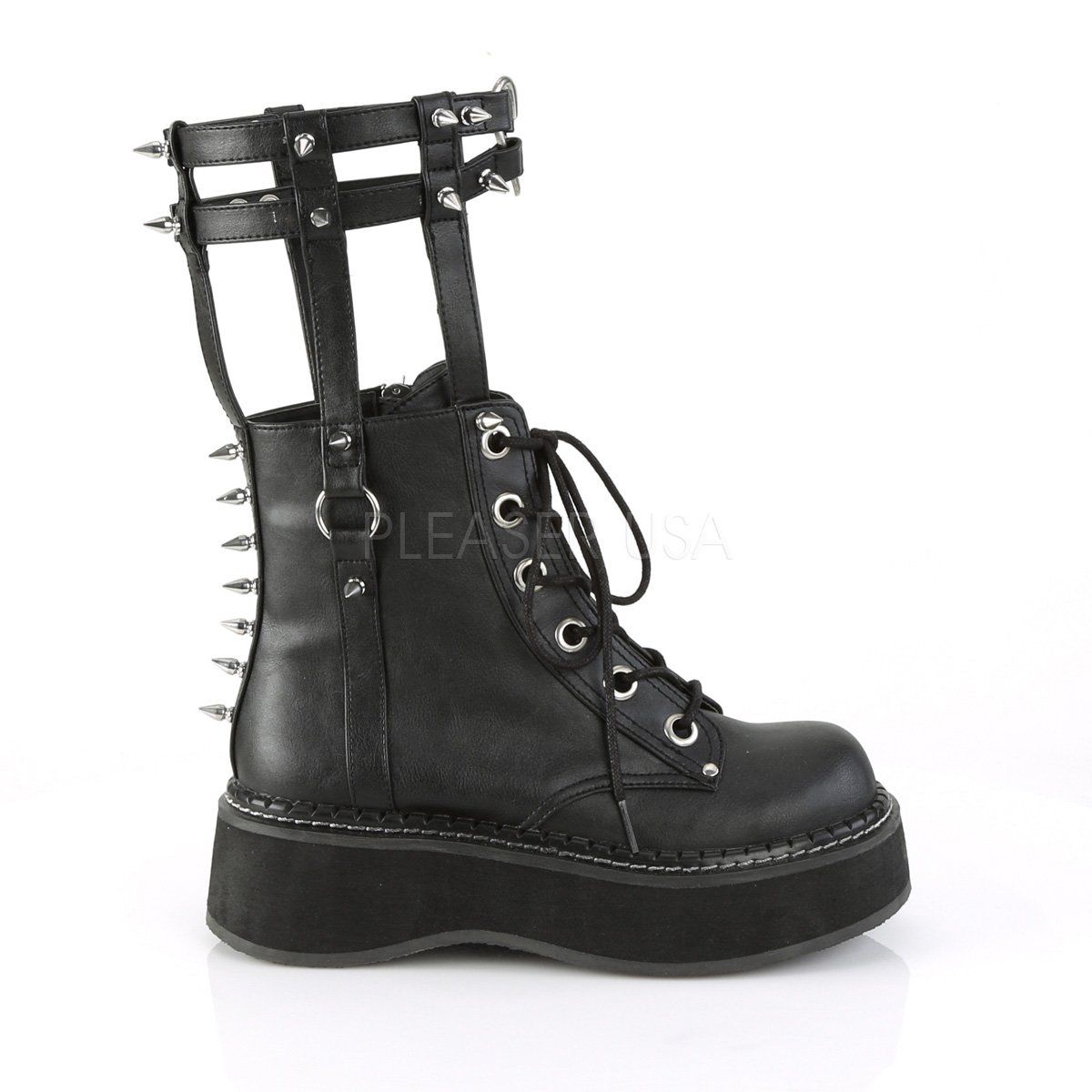 EMILY-357 Black Vegan Leather Ankle Boot Demonia