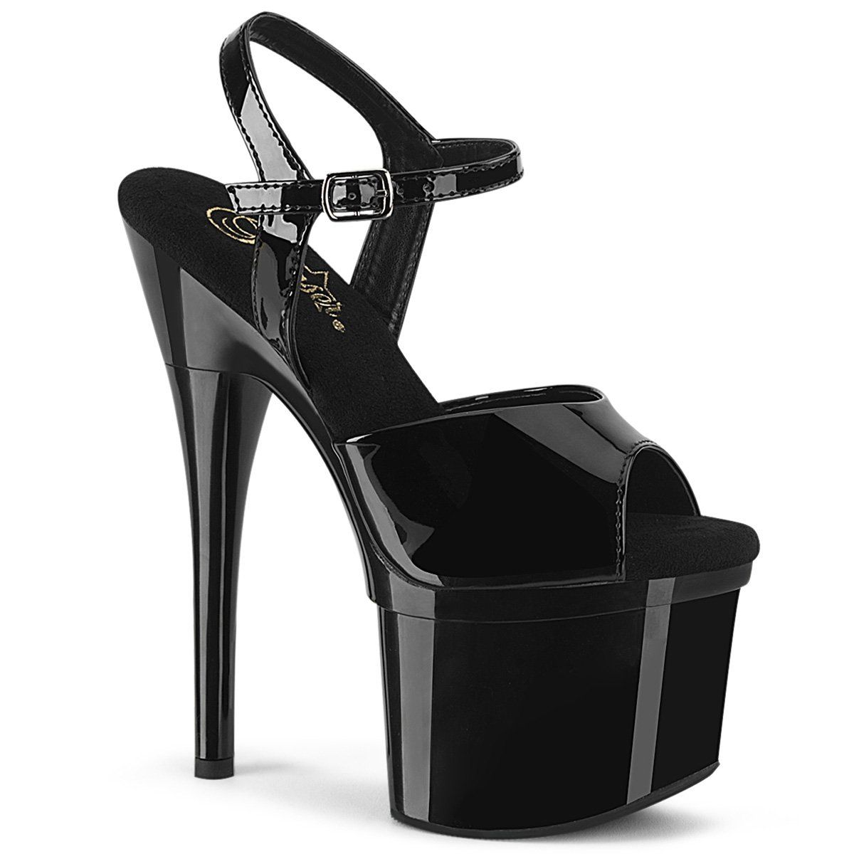 ESTEEM-709 Black Patent Platform Sandal Pleaser