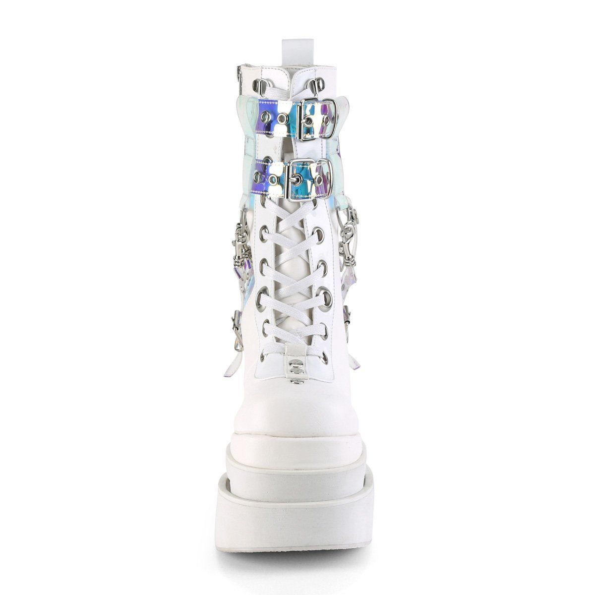 ETERNAL-115 White Vegan leather-Patent Mid-Calf Boot Demonia