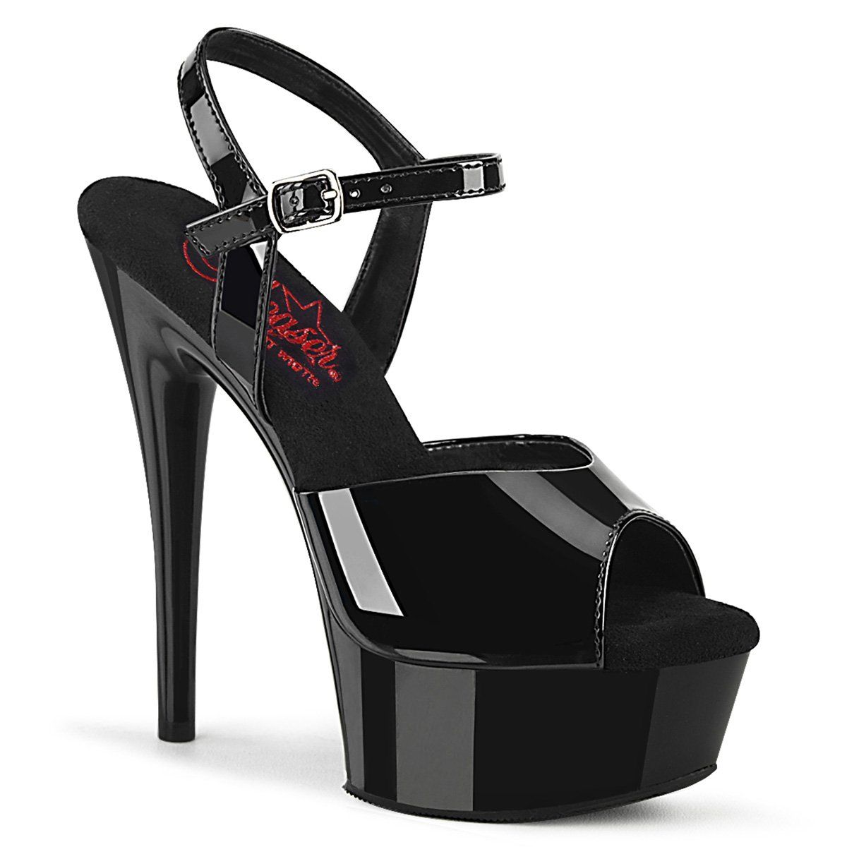 EXCITE-609 Black Patent Platform Sandal Pleaser