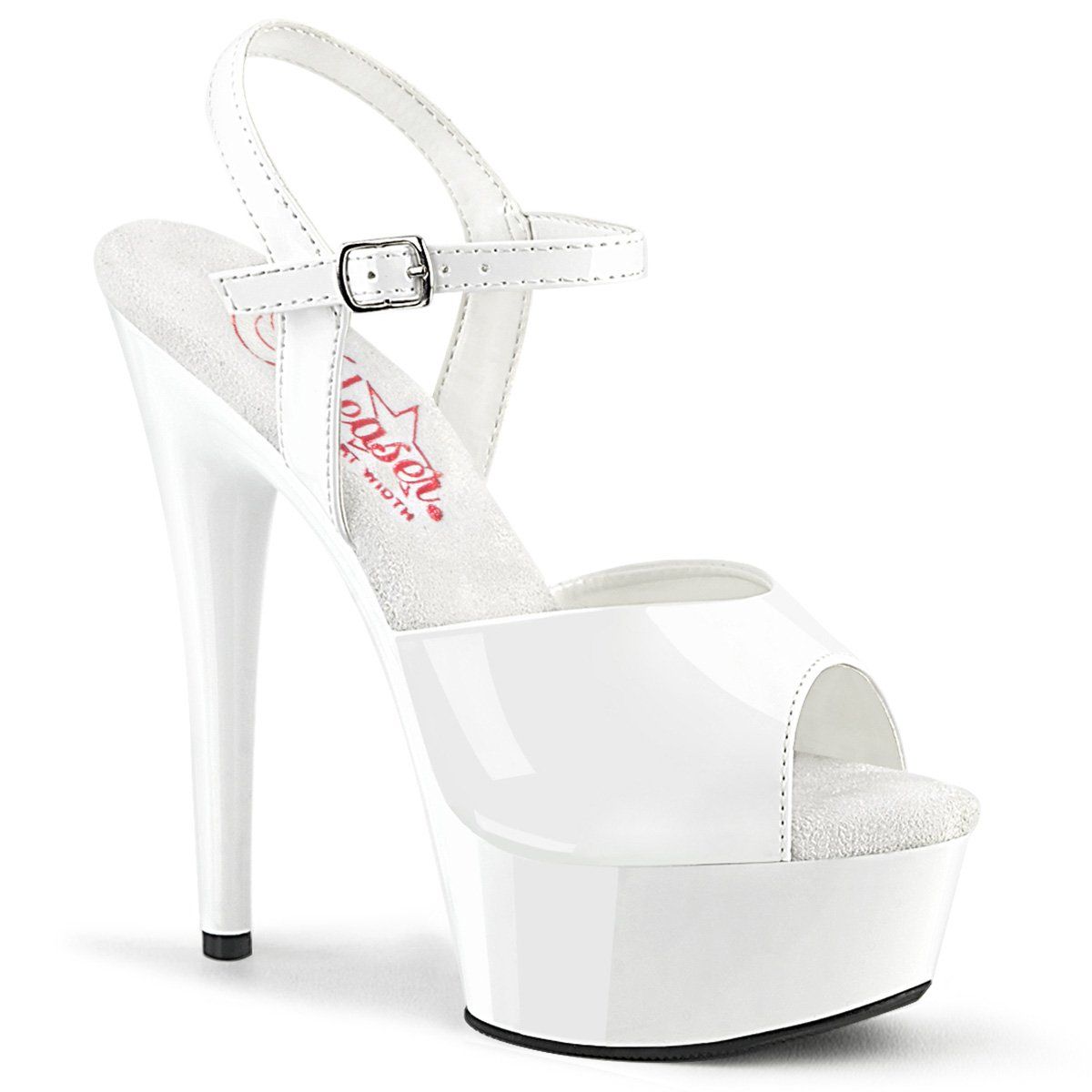 EXCITE-609 White Patent Platform Sandal Pleaser