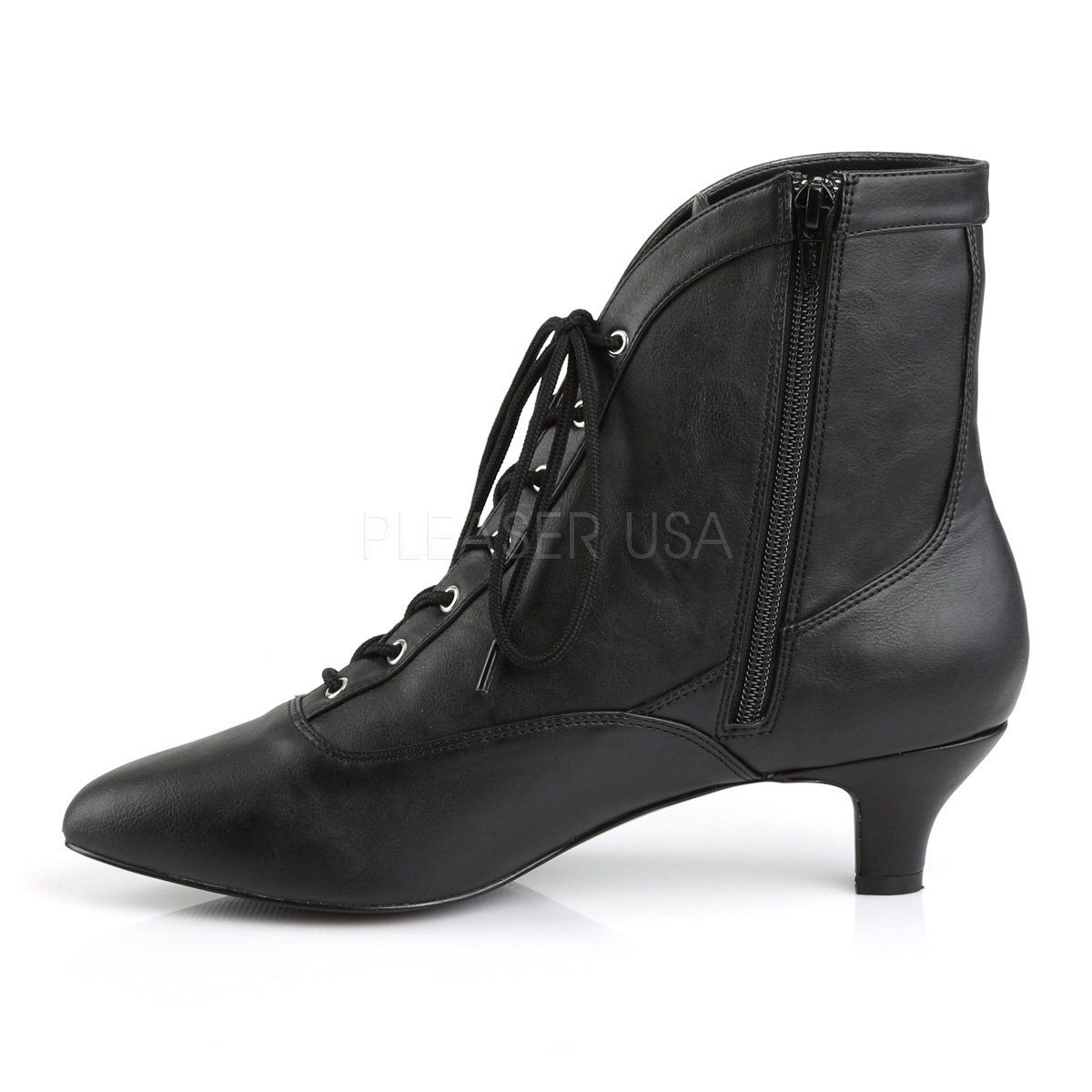 FAB-1005 Black Faux Leather Pleaser Pink Label