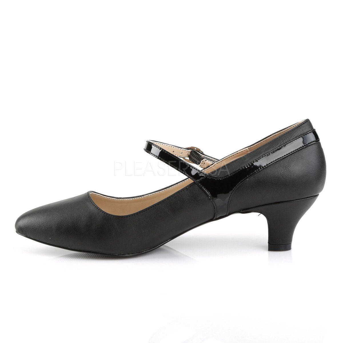 FAB-425 Black Faux Leather-Patent Pleaser Pink Label