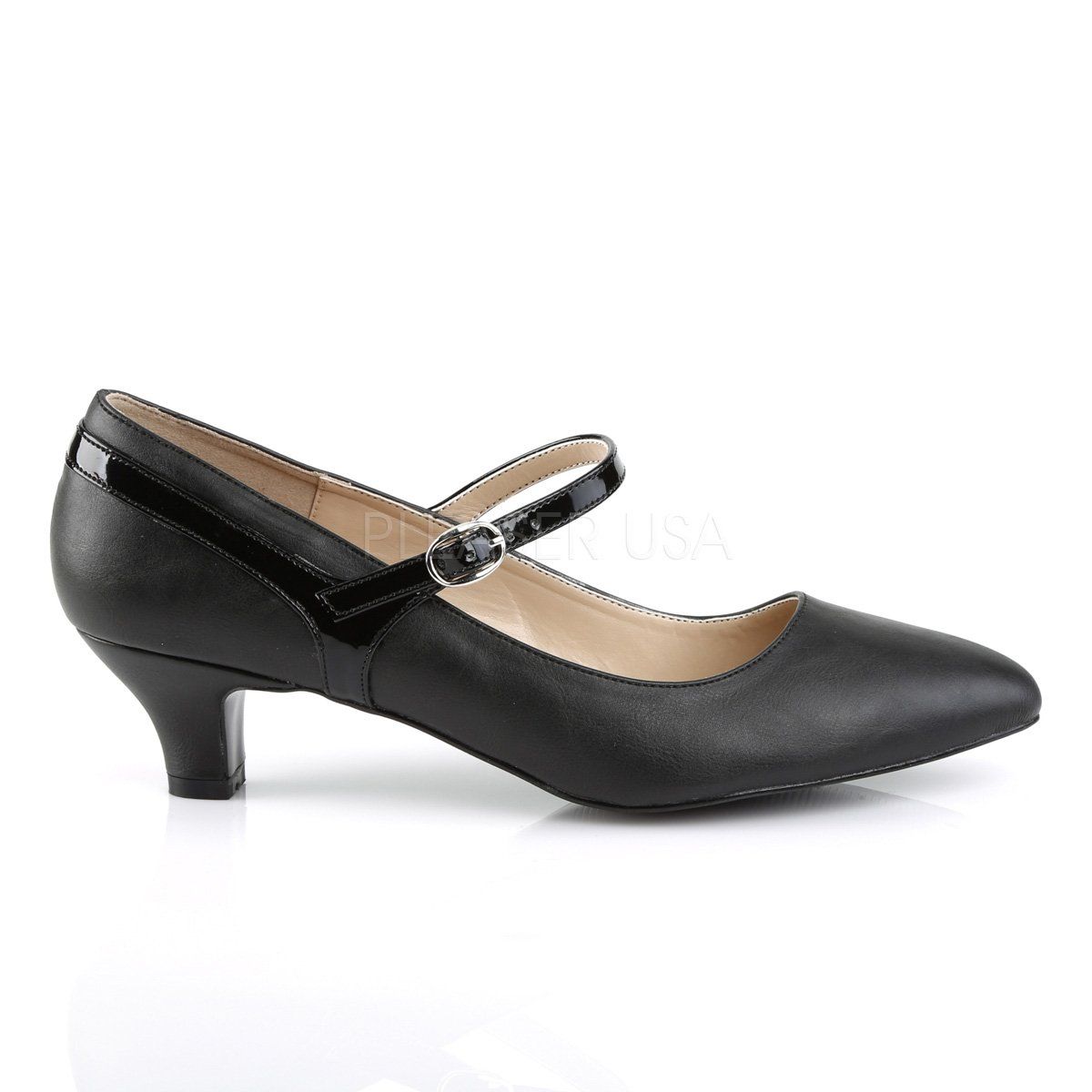 FAB-425 Black Faux Leather-Patent Pleaser Pink Label