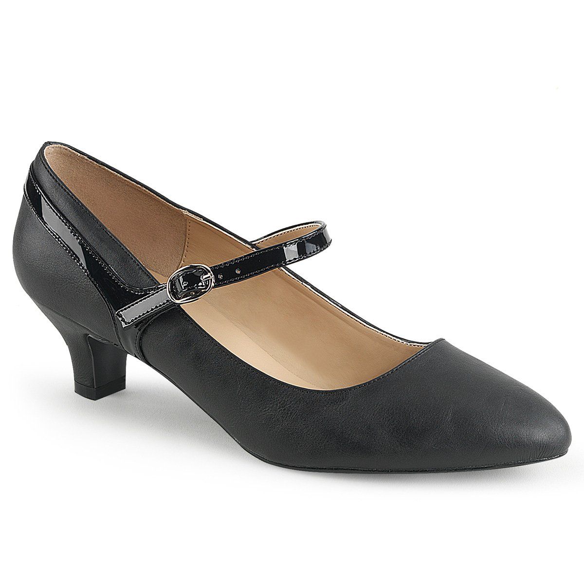 FAB-425 Black Faux Leather-Patent Pleaser Pink Label