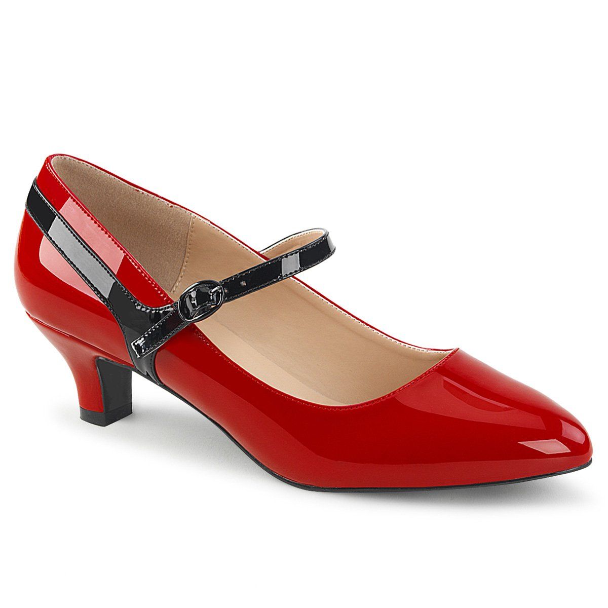 FAB-425 Red-Black Patent Pleaser Pink Label