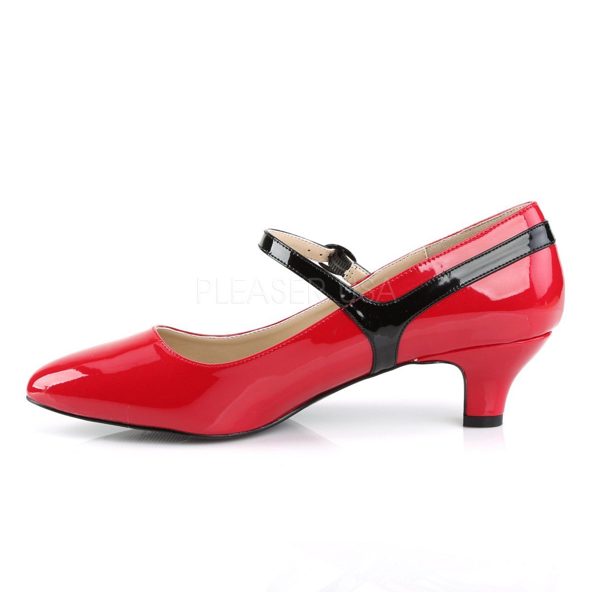 FAB-425 Red-Black Patent Pleaser Pink Label
