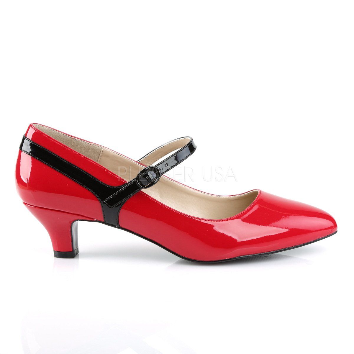 FAB-425 Red-Black Patent Pleaser Pink Label