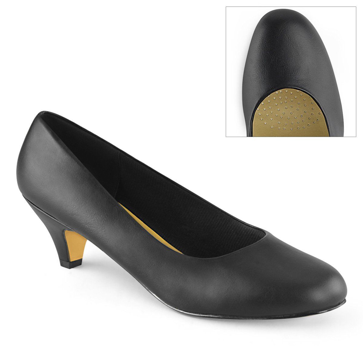 FEFE-01 Black Faux Leather Pleaser Pink Label