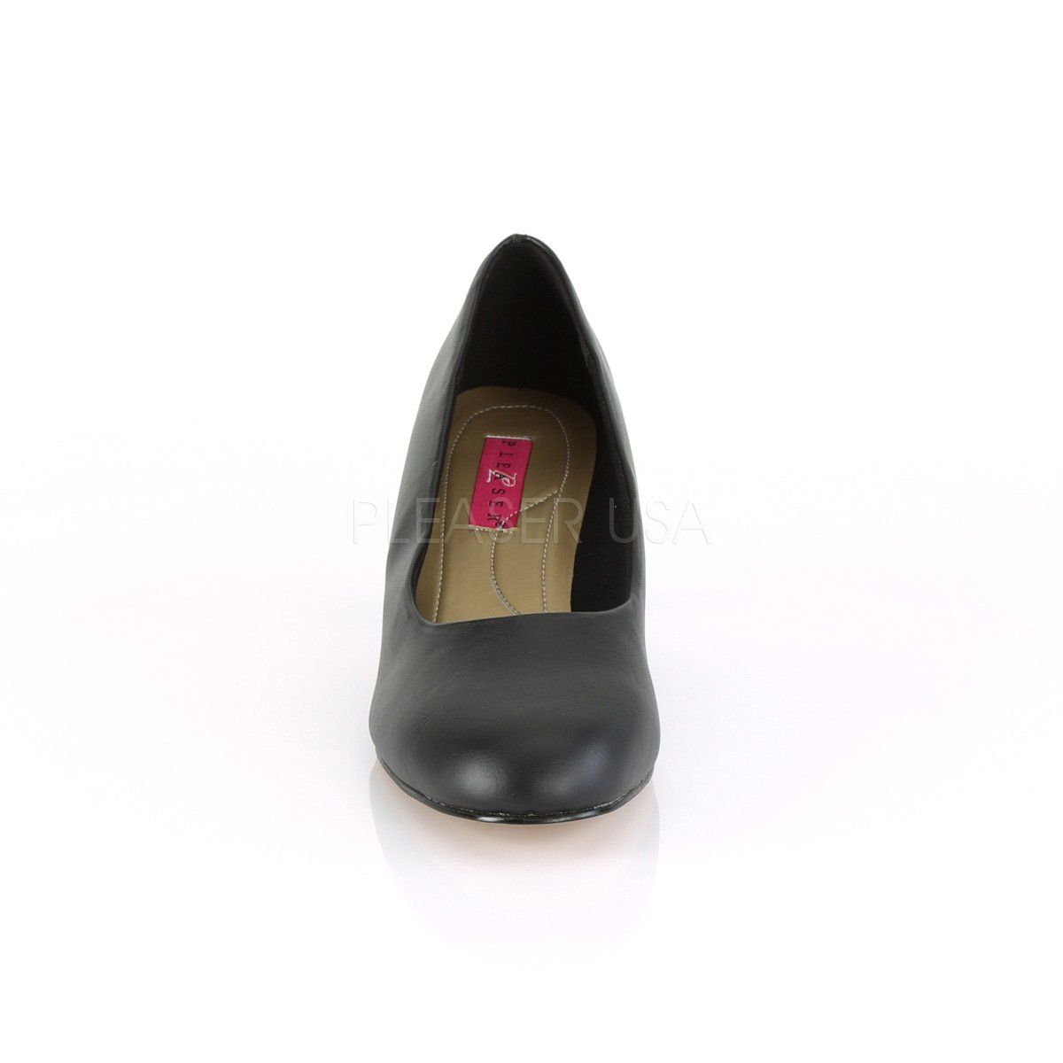 FEFE-01 Black Faux Leather Pleaser Pink Label