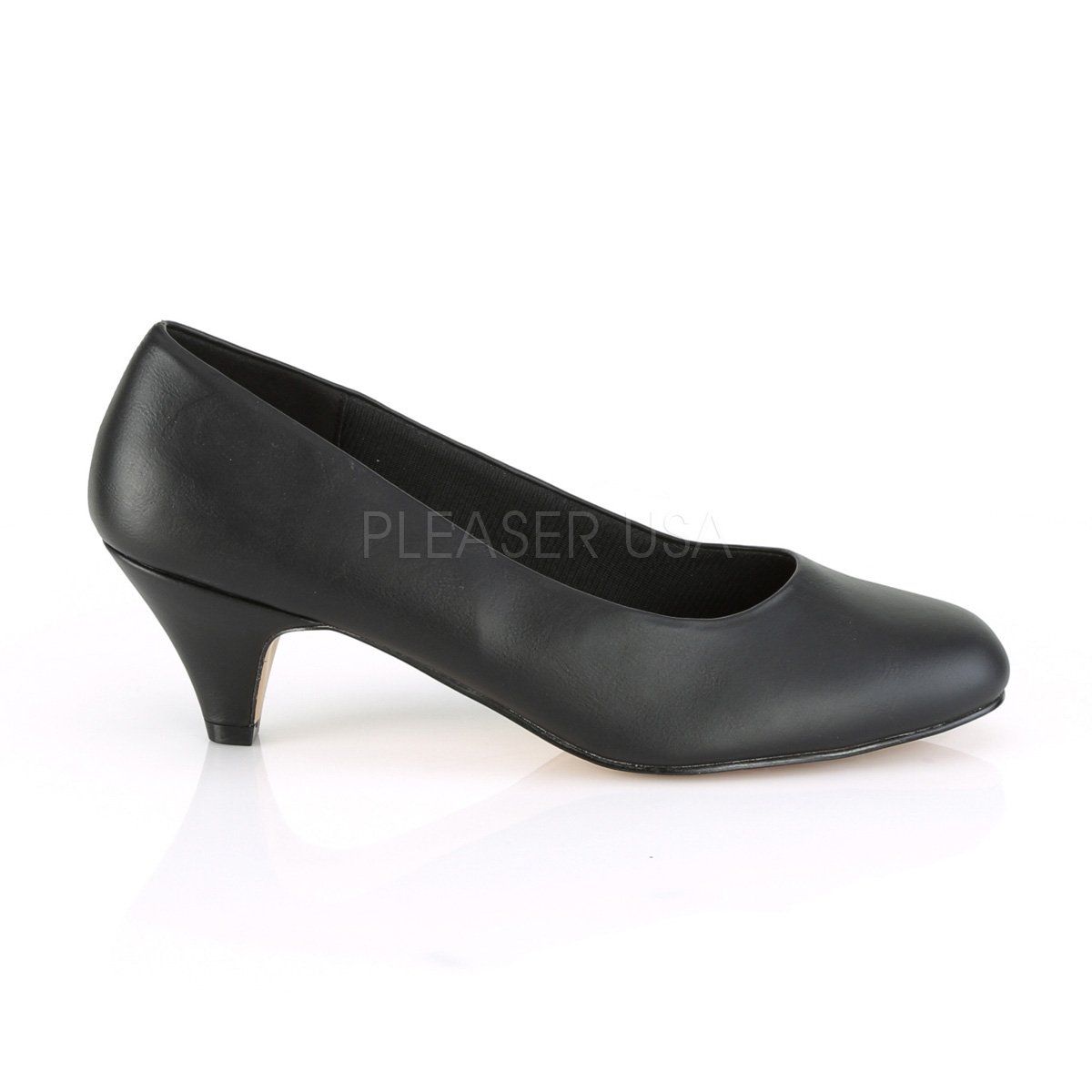 FEFE-01 Black Faux Leather Pleaser Pink Label