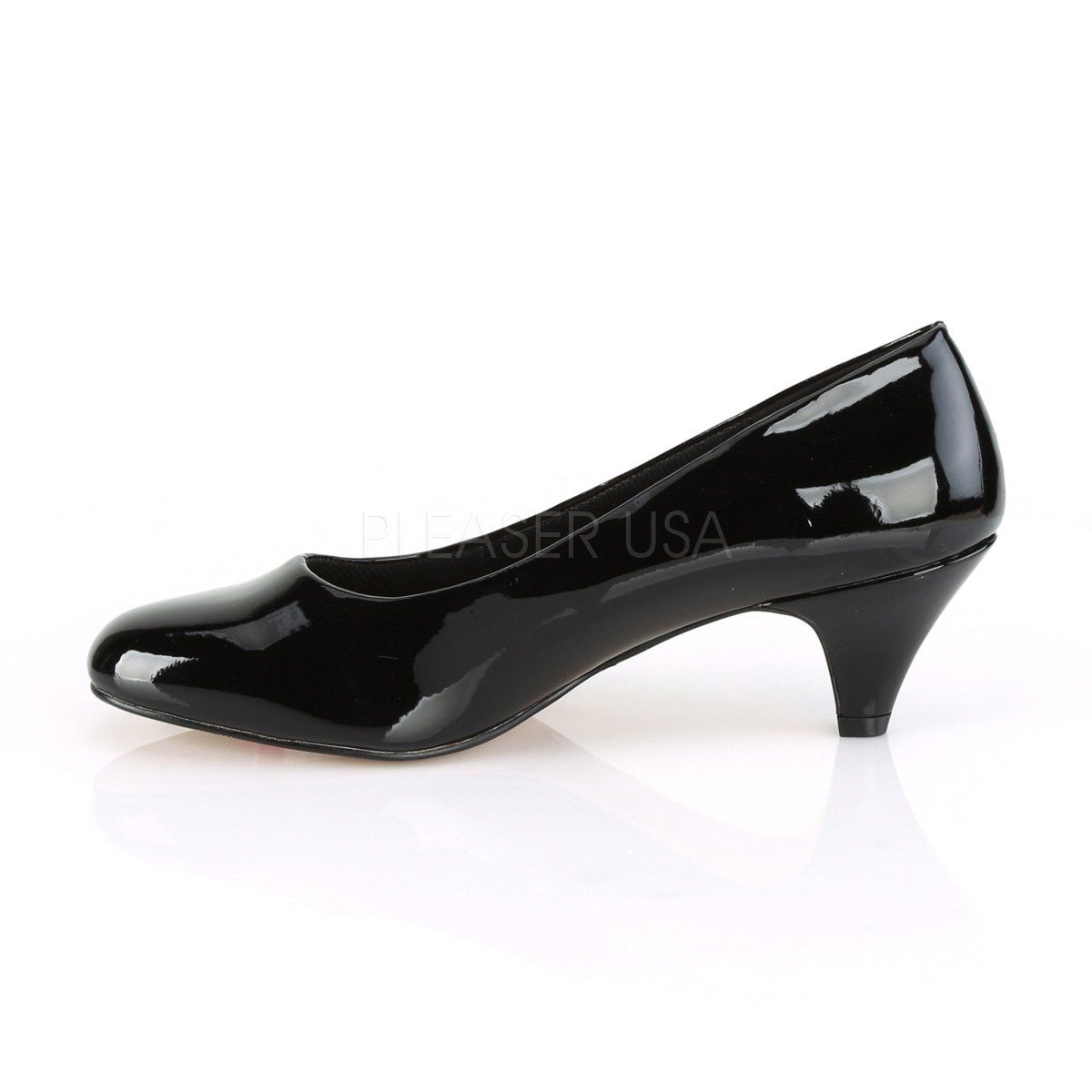 FEFE-01 Black Pat Pleaser Pink Label